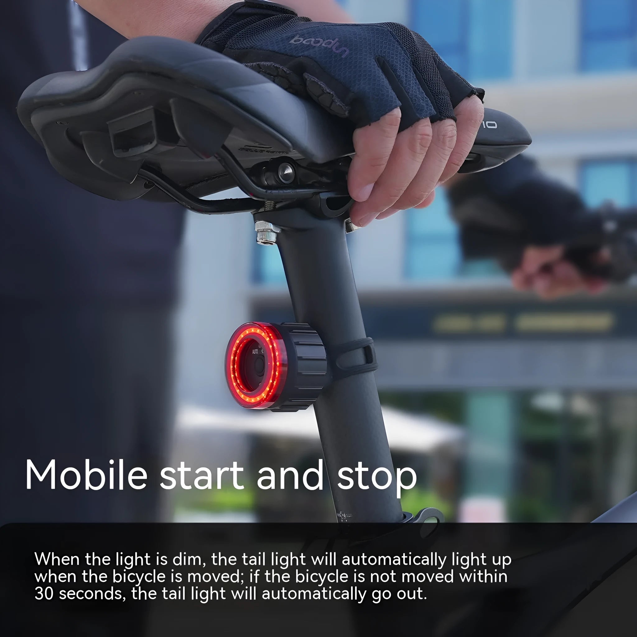 Black intelligent induction brake taillight for bicycles with aluminium alloy construction