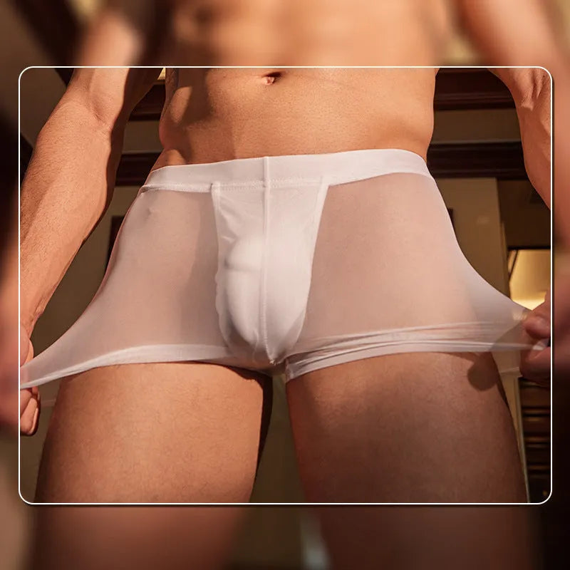 Men's ultra-thin breathable boxer briefs in black and white free size options