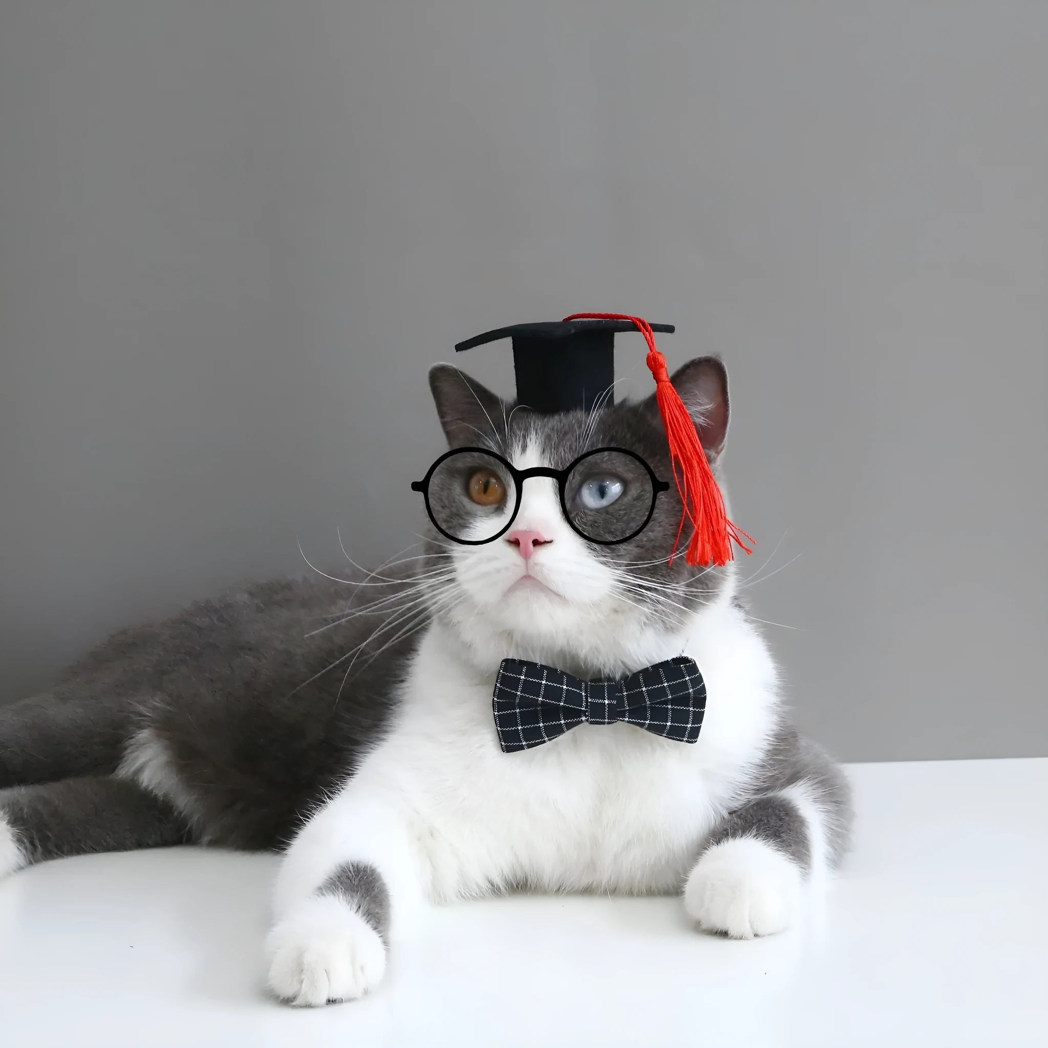 Pet elastic hair band and matching bow tie set in British style for weddings.