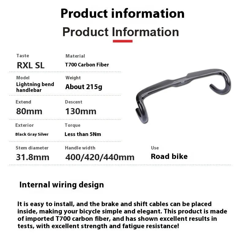 Non-standard carbon fibre road bicycle drop handlebar in black grey silver UD matte finish