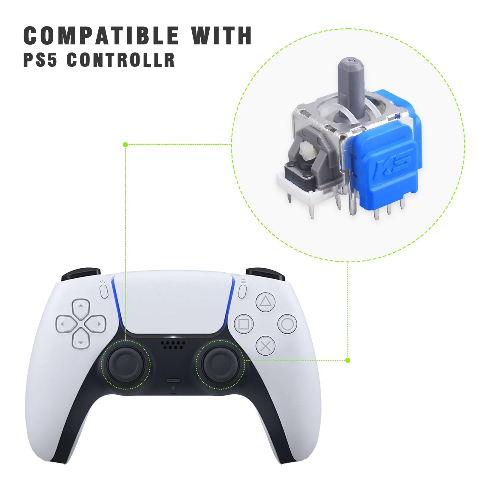 Hall effect electromagnetic joystick replacement module for PS5, PS4, XBOX and Switch game controllers