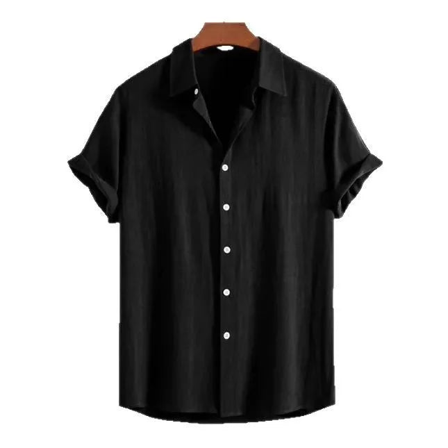 Men's loose short sleeve casual cardigan in black, green, or white for beach and summer wear.