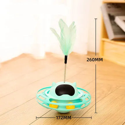 Pink cat tumbler turntable toy for self-play entertainment with 17x10cm dimensions