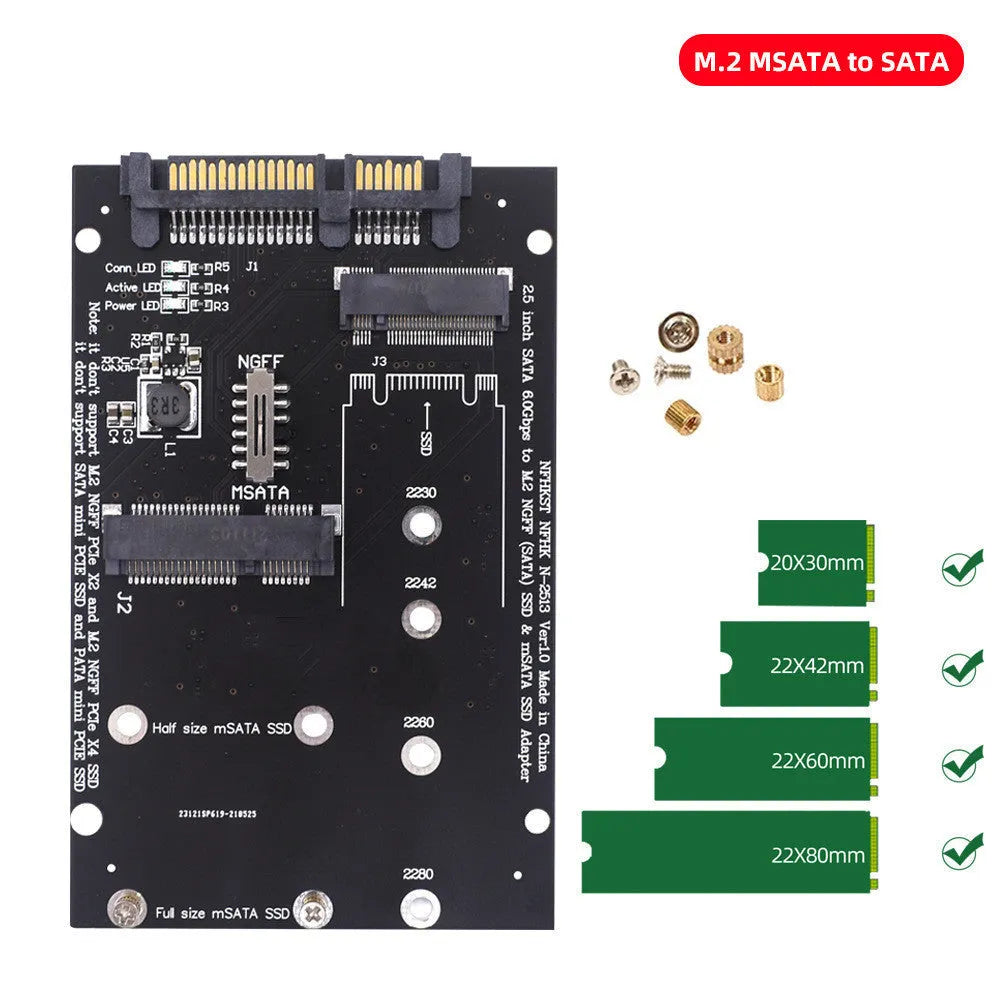 SATA3 to M.2 NGFF mSATA SSD adapter conversion card in black and blue colour options