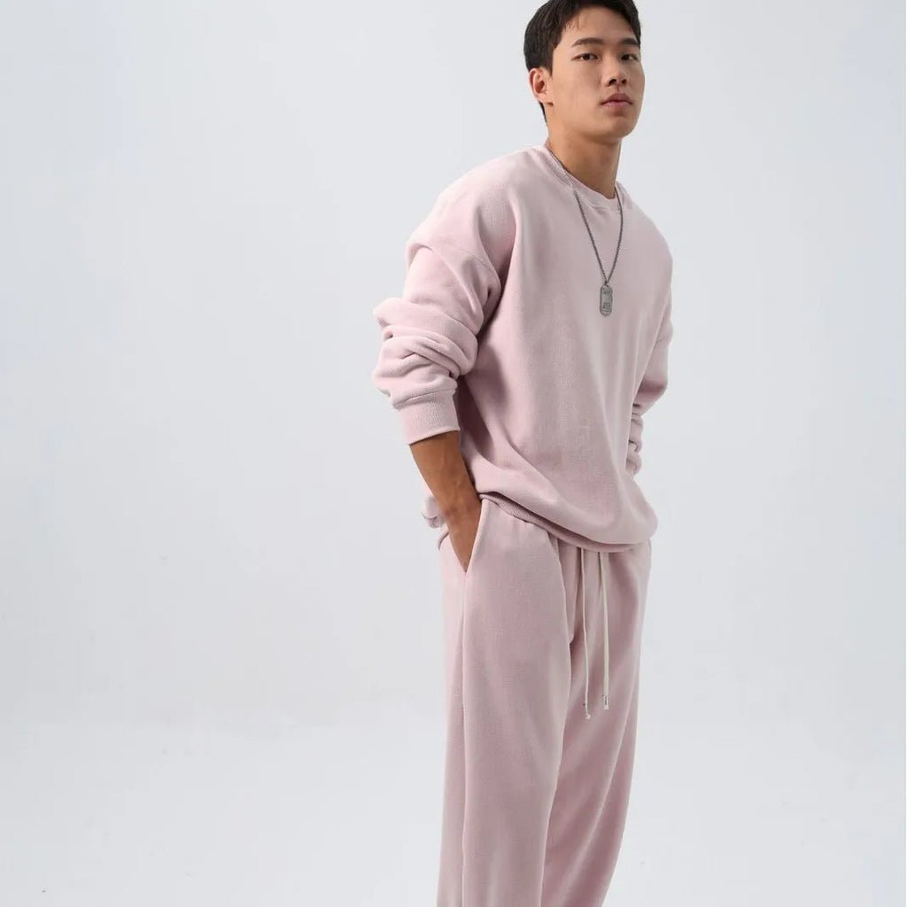 Men's polar fleece sports suit set with padded trousers in army green colour