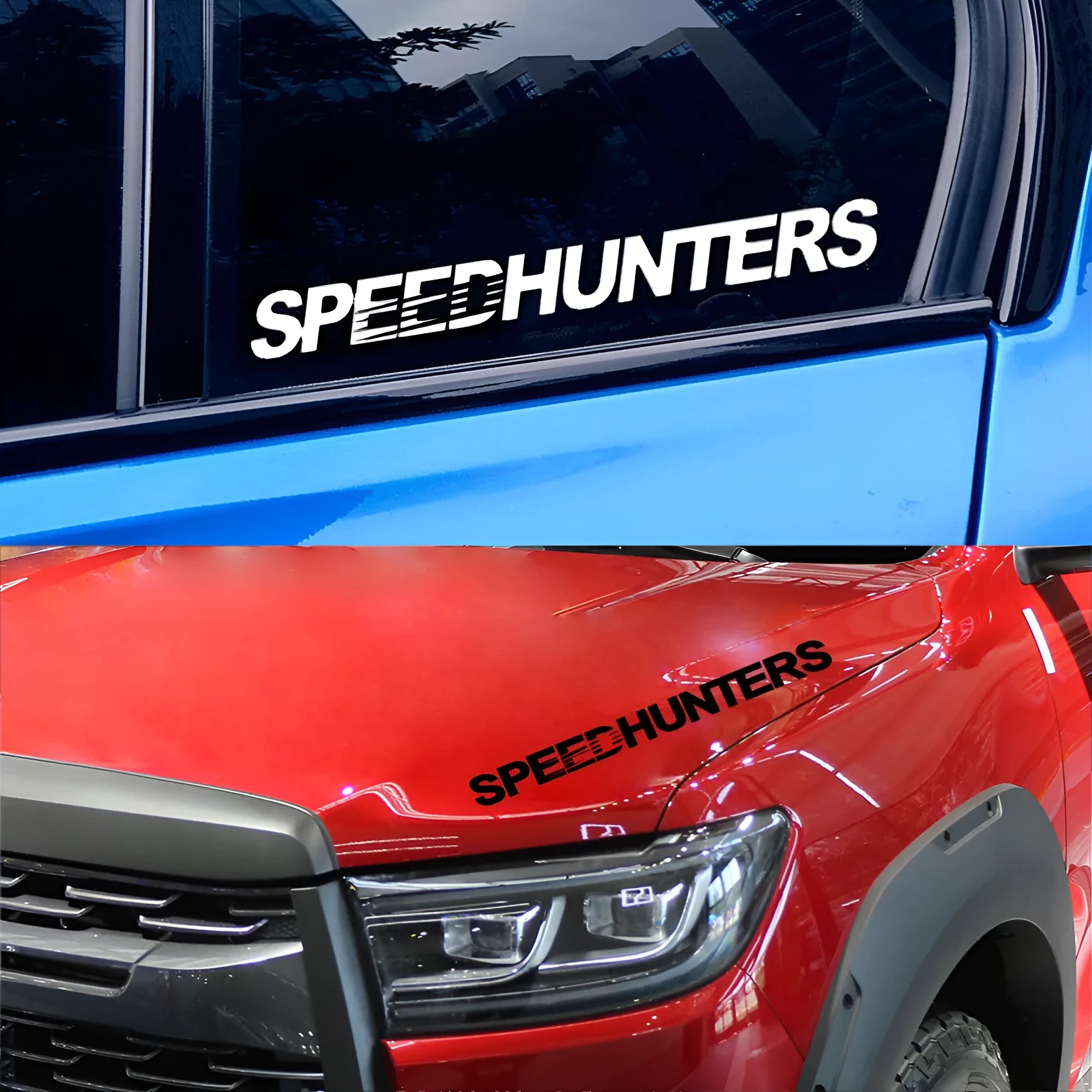 Speed Hunters reflective car vinyl sticker in black showing Speed Hunters graphic design