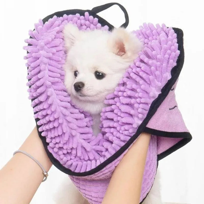 Blue pet bath towel measuring 62x23 cm for drying dogs and cats