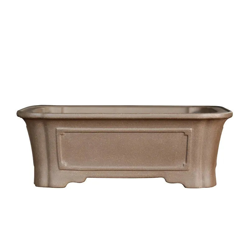 Purple sand rectangular antique bonsai planter with corner-cutting design in two size options