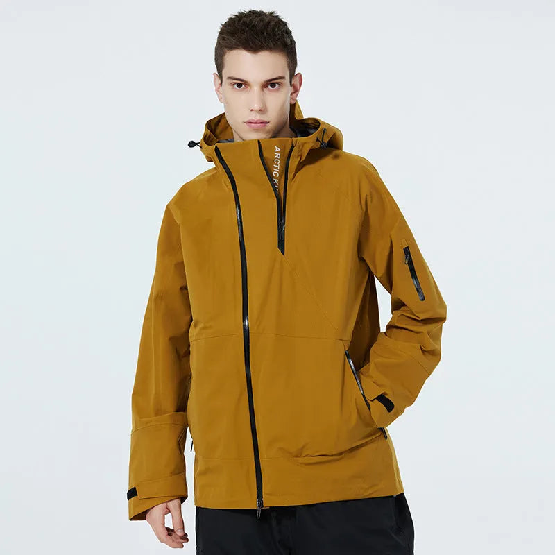 Thin windproof waterproof ski suit for men and women in yellow, black, grey or liner colour