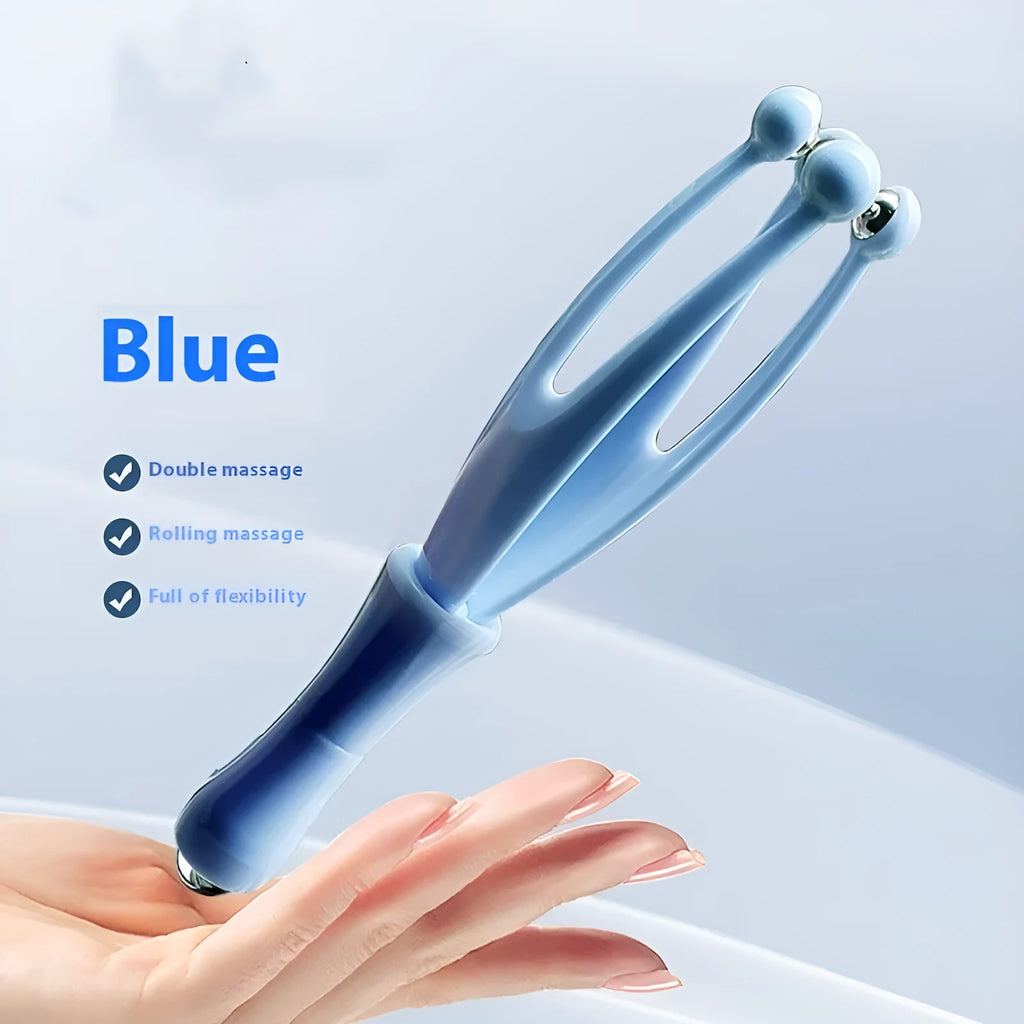 Finger massager multifunctional hand joint roller with steel balls in blue and white