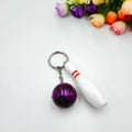 Mini simulation sports bowling keychain pendant in blue PVC metal