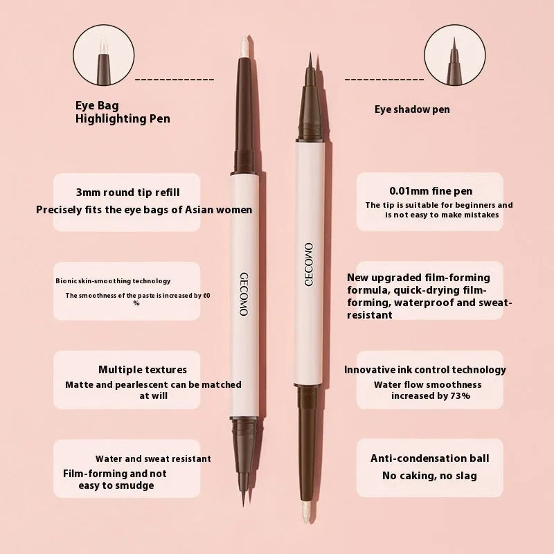 Dual-tip liquid eyeliner with star brush and silkworm pen in pearlescent colours