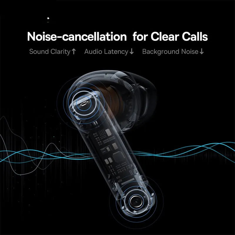 Active noise cancellation true wireless earbuds in black with charging box and Type-C cable, IPX5 waterproof, Bluetooth 5.3