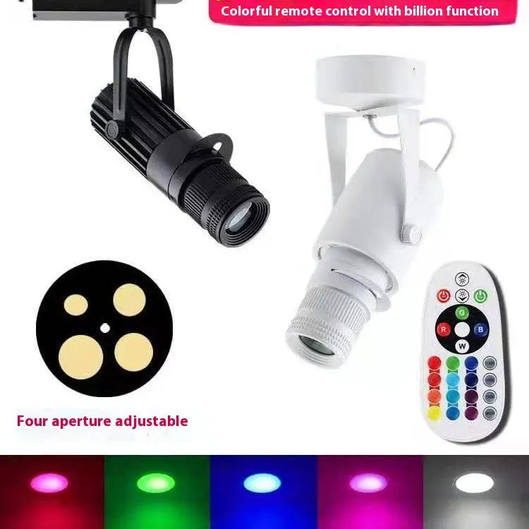 Black aluminium LED surface-mounted restaurant spotlight with warm white lighting