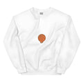 White casual hoodie with printed letter design, side pockets, and a hood.