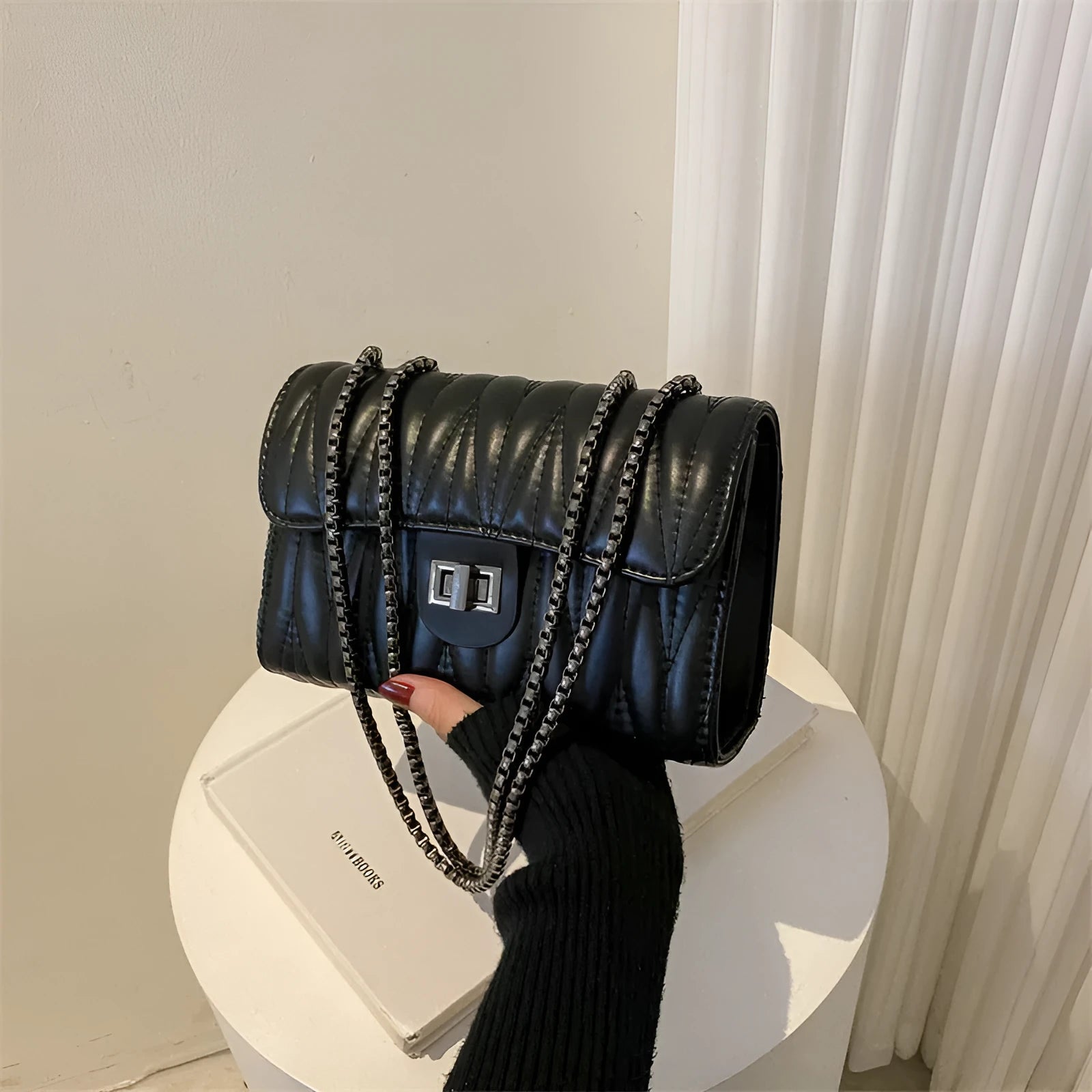 Retro textured diamond small women's shoulder bag in PU leather with single strap
