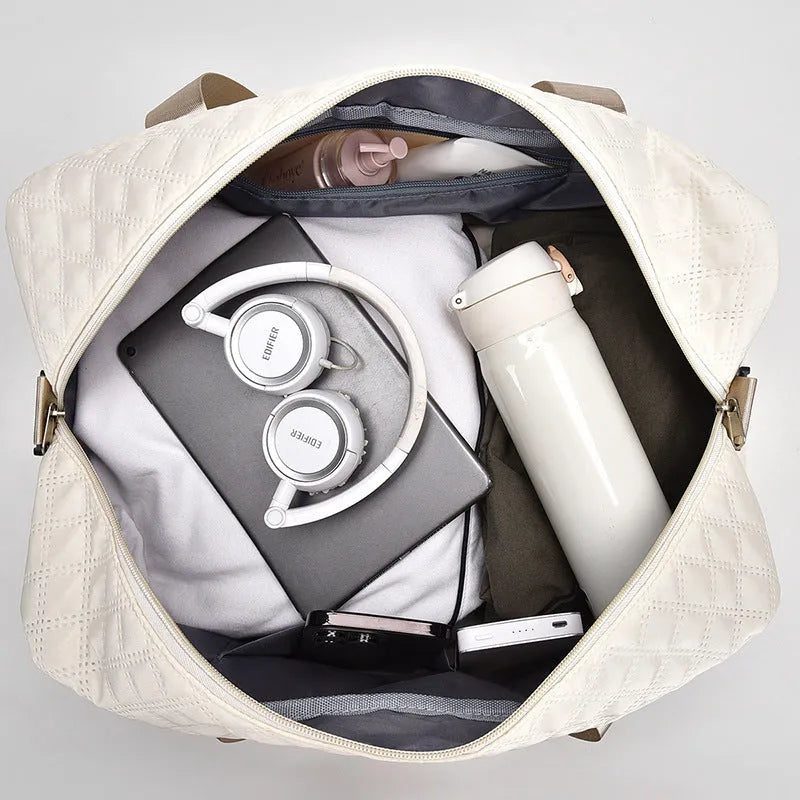 Large Oxford cloth travel bag with sewing thread detailing in solid colour options