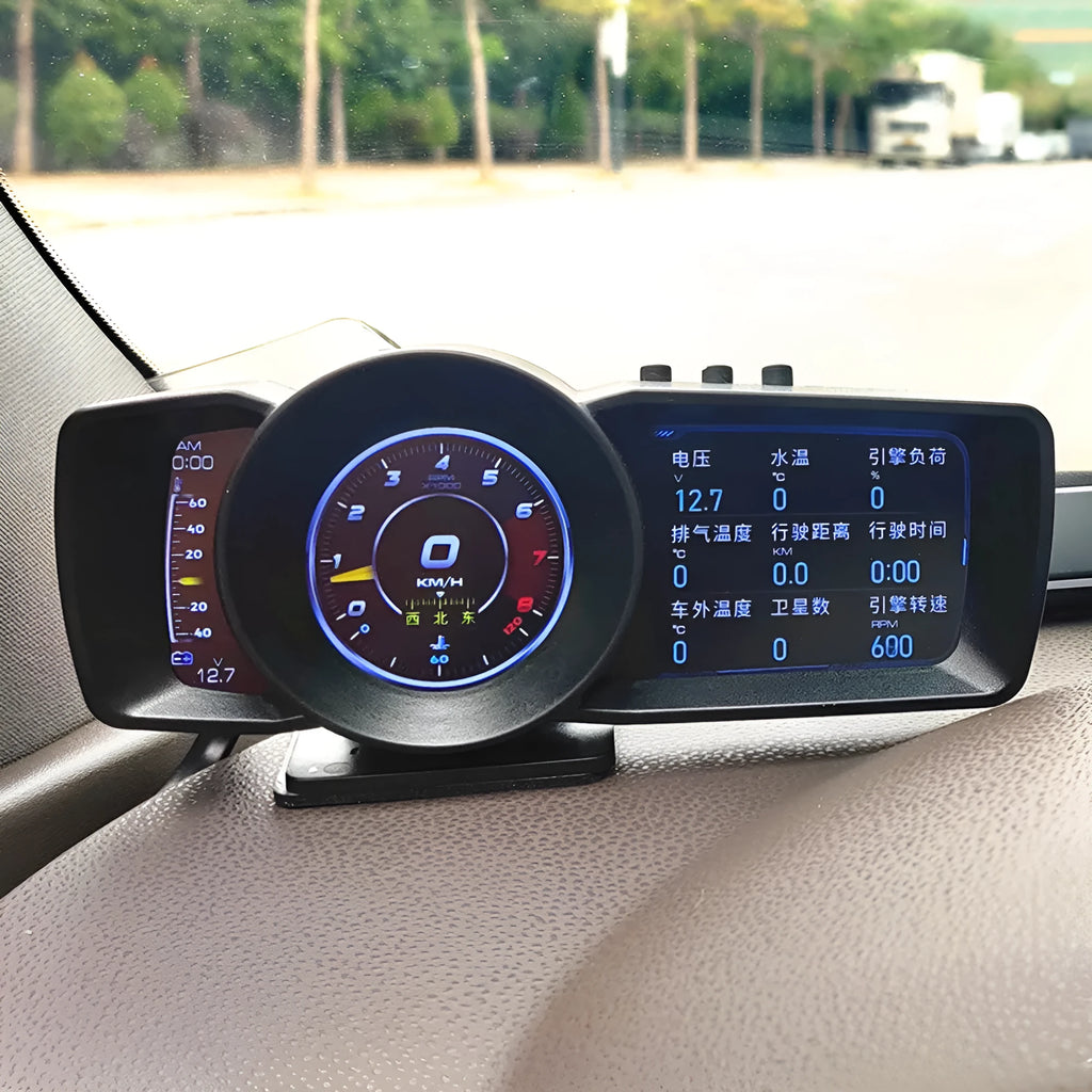 A600 OBDII monitor driving computer with HD display showing GPS and instrument data