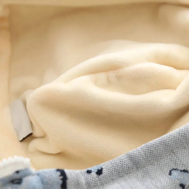 Blue casual cotton dog sweater with zipper and dog pattern on coat
