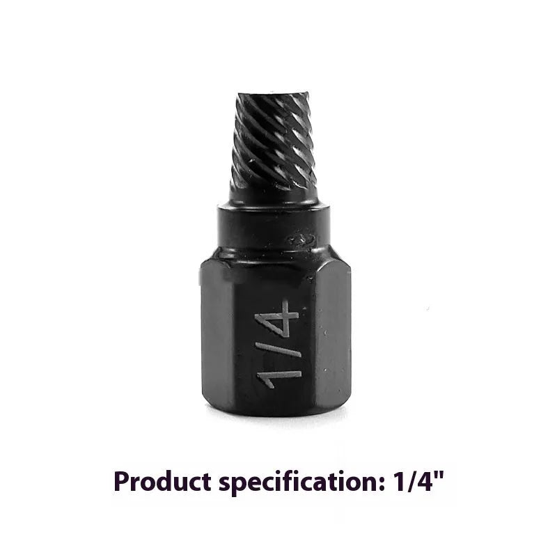 10-piece metal screw extractor set for removing broken studs, no plastic box