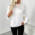 White loose fit long sleeve floral print top with European and American sizing