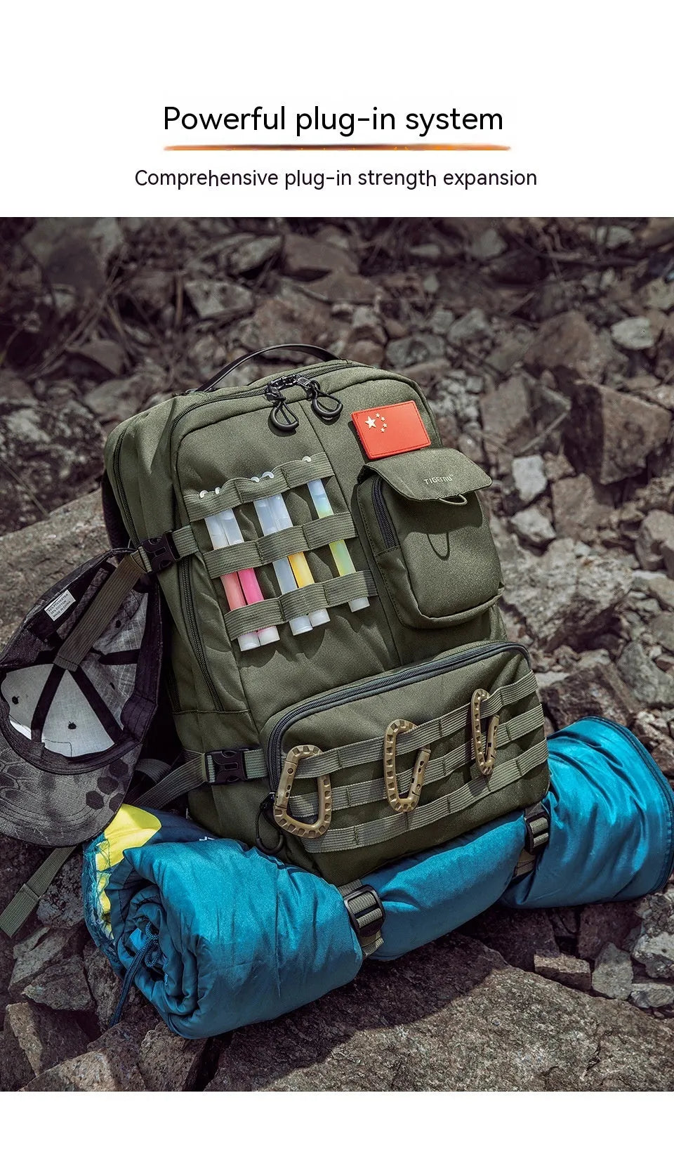 Army Green waterproof tactical backpack with 20-35L capacity for outdoor sports