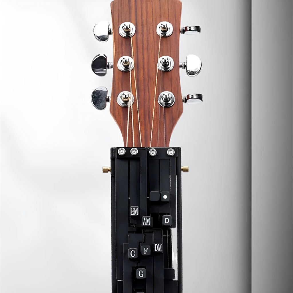 Black automatic guitar chord practice device for novice folk playing and singing