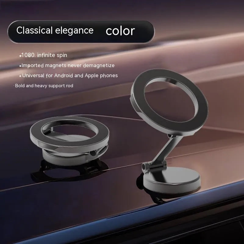 All-metal magnetic car phone mount with foldable design in Qian Colour for dashboard installation