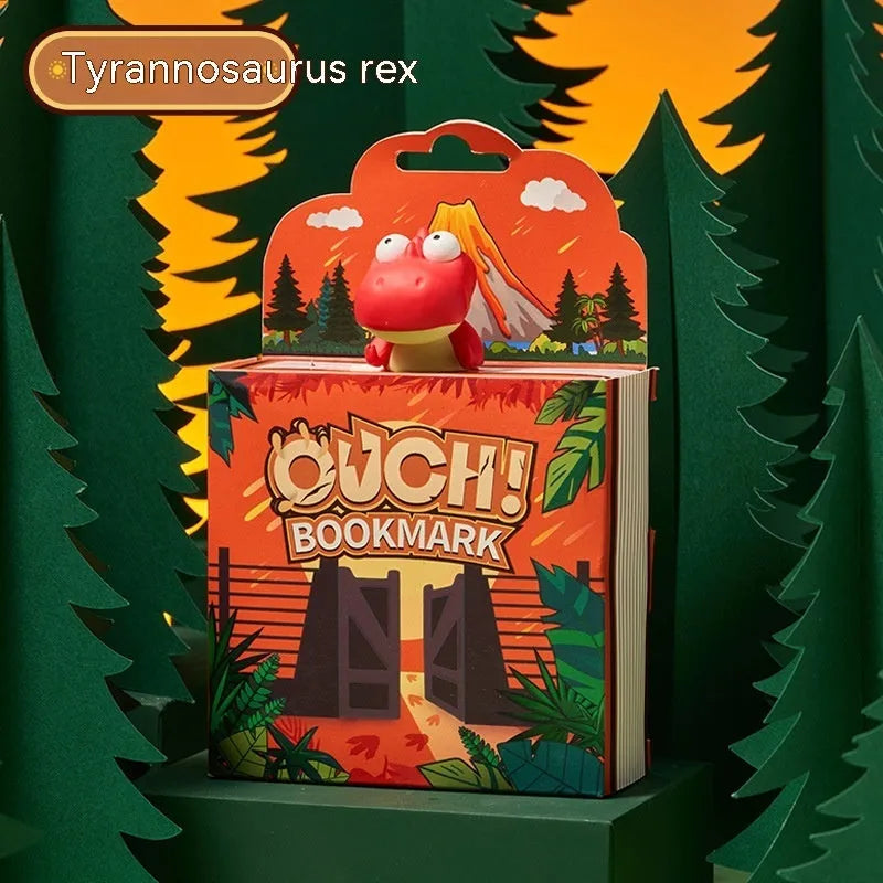 Cartoon dinosaur bookmark in Tyrannosaurus Rex style, made from card, approx 12-15cm long, part of a series including Triceratops Stegosaurus Parasaurolophus
