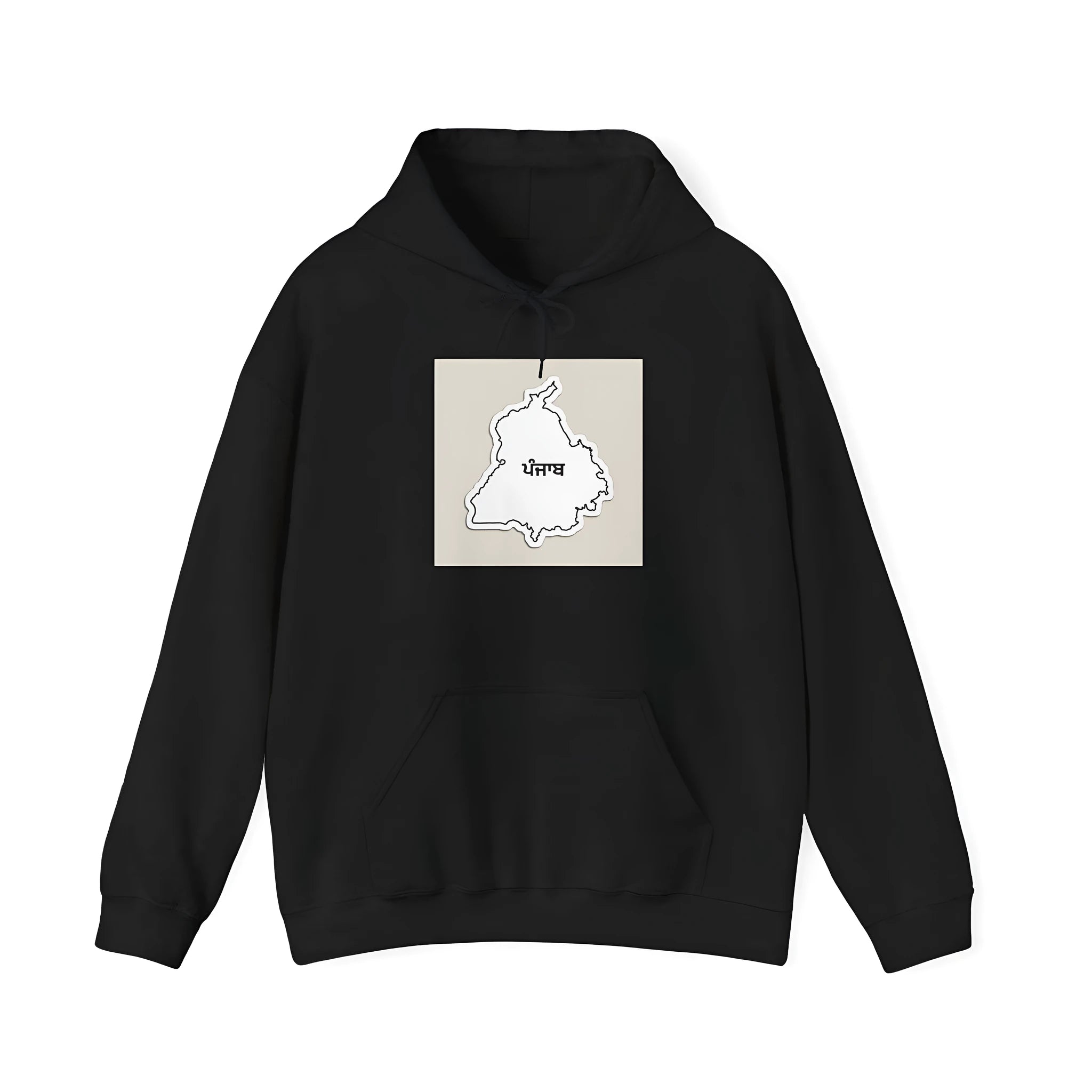 Black drop-shoulder sleeve casual sports hoodie with front pocket in loose fit