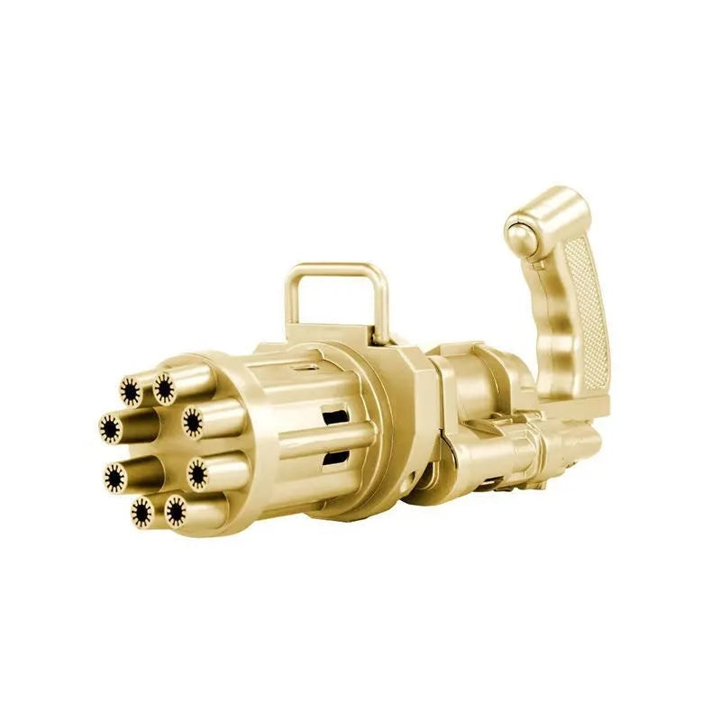 Battery-powered bubble gun toy in pink gold or black colours with ABS plastic construction and fan function