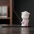 Ceramic cute Chinese female court attendant incense burner decoration in Qingge or Yawu colours.