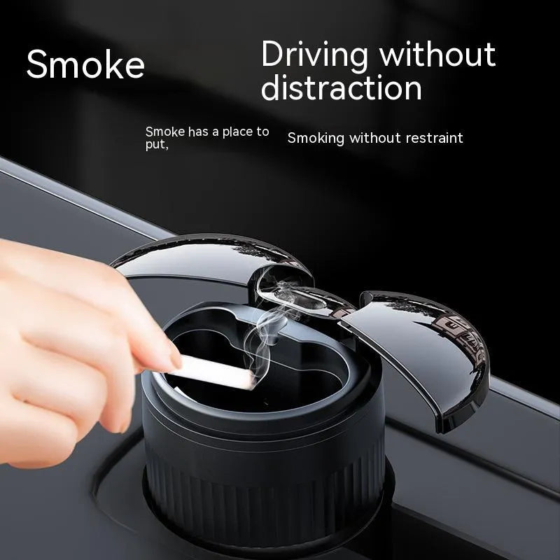 Metal smart car ashtray with automatic sensing lid in compact 113mm design