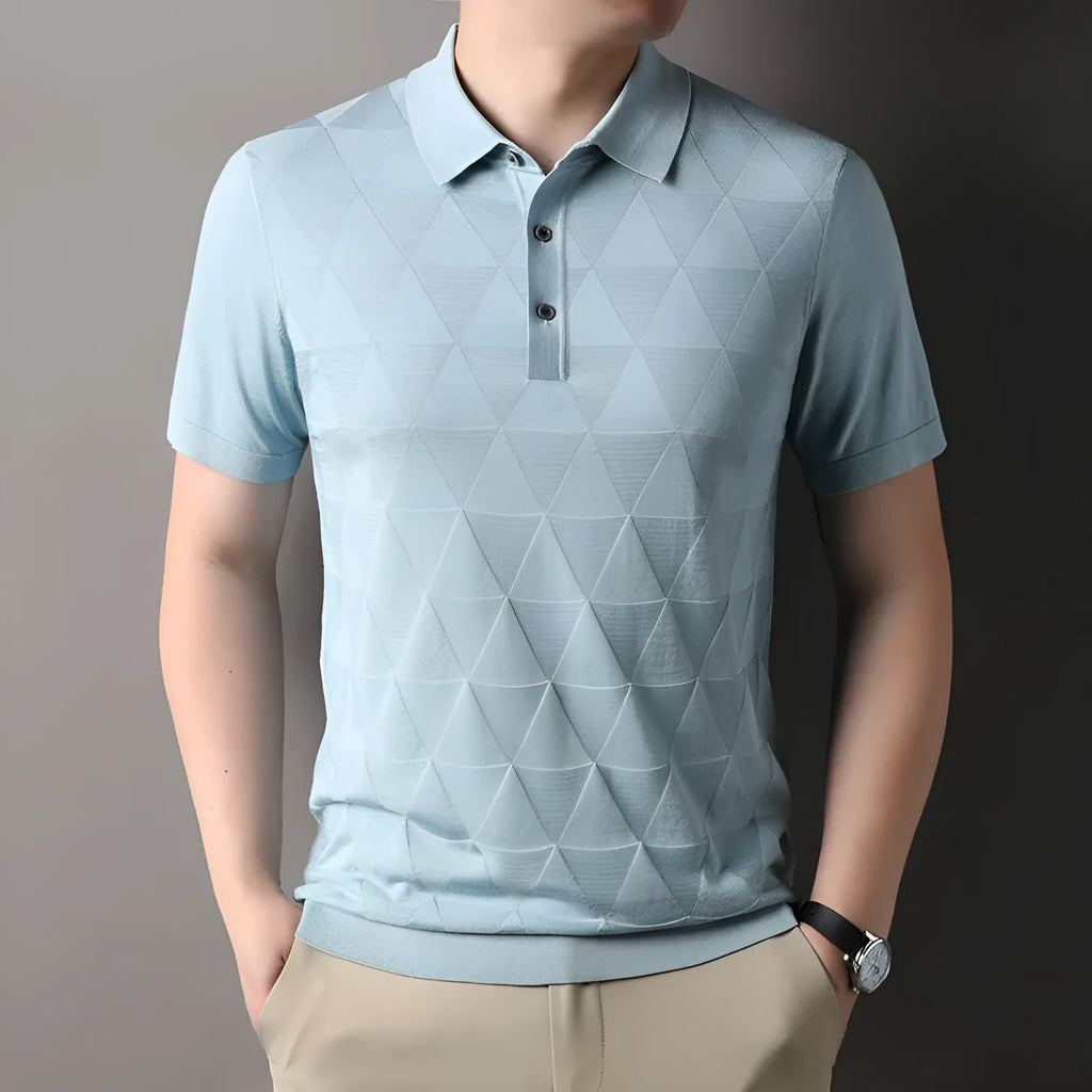 Men's short sleeve T-shirt in DX525 Green ice silk lyocell fabric, quick-dry casual top