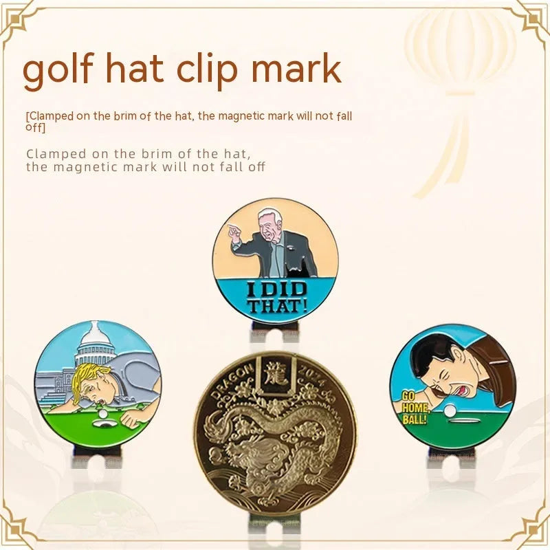 Zinc alloy golf hat clip with engraved dragon year pattern design