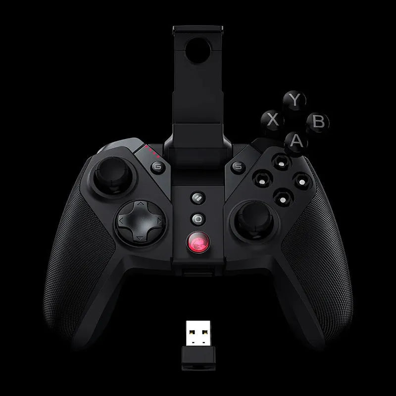 Black Gaishi USB wired game controller with Type-C cable on a dark surface.