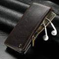 Samsung Galaxy Note9 PU leather flip phone case in black showing closed front cover