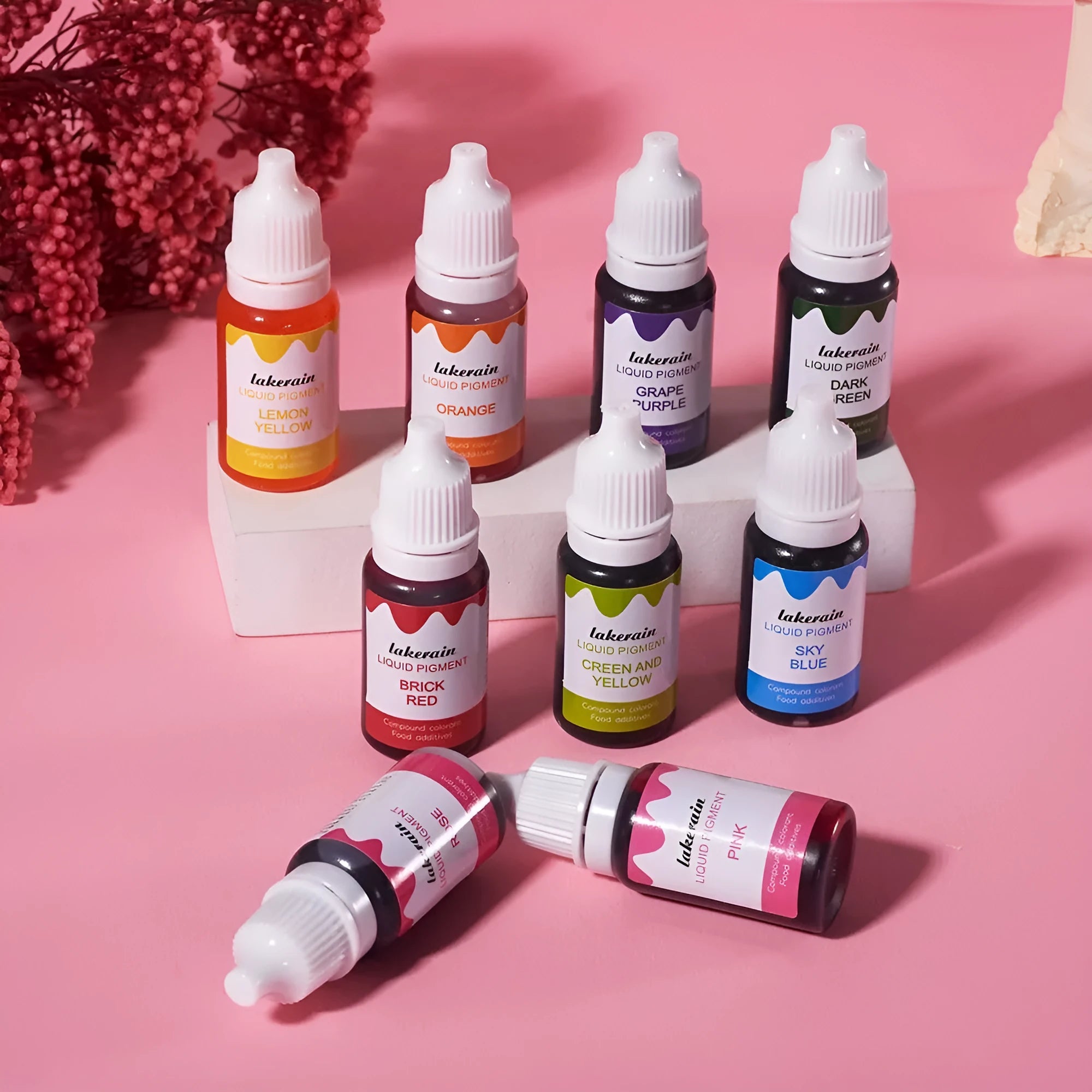 24 bottles of natural food colouring pigments for cake decorating and crafts with lemon yellow ingredients