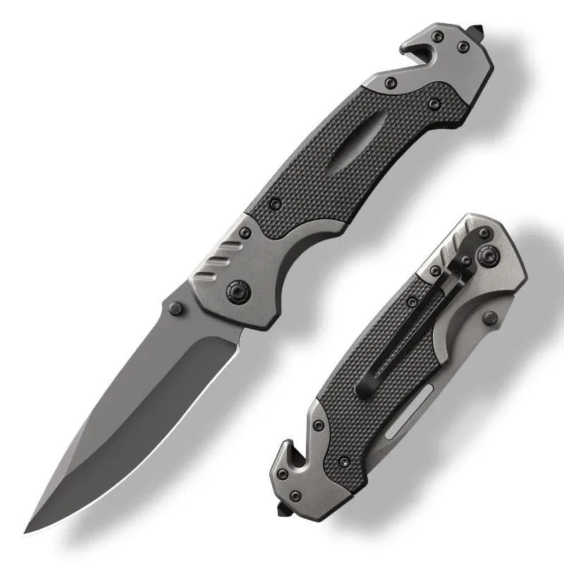 Outdoor tool self-defense portable folding knife with alloy blade, 115mm handle, 225mm full length, no pattern finish