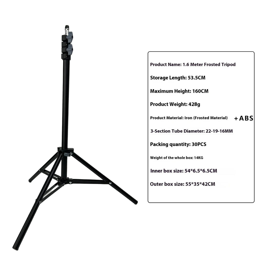 2.1m frosted carbon steel tripod light stand with mobile phone holder on floor