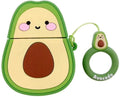 Silicone protective case for AirPods 1st and 2nd generation with carab clip, shown in avocado style