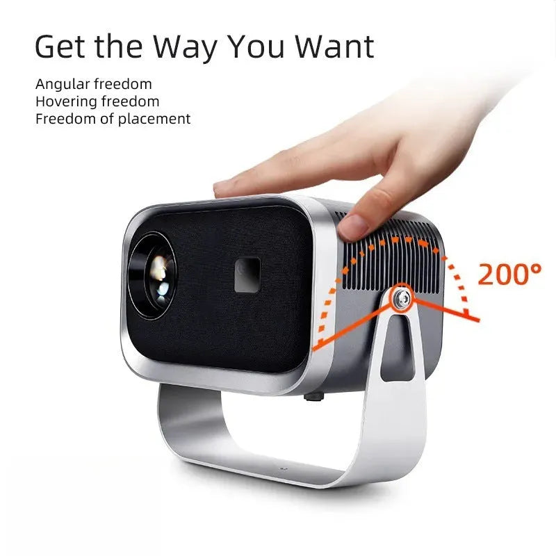 Portable 4K smart home theatre projector unit for Android and smartphone projection with 1080p resolution