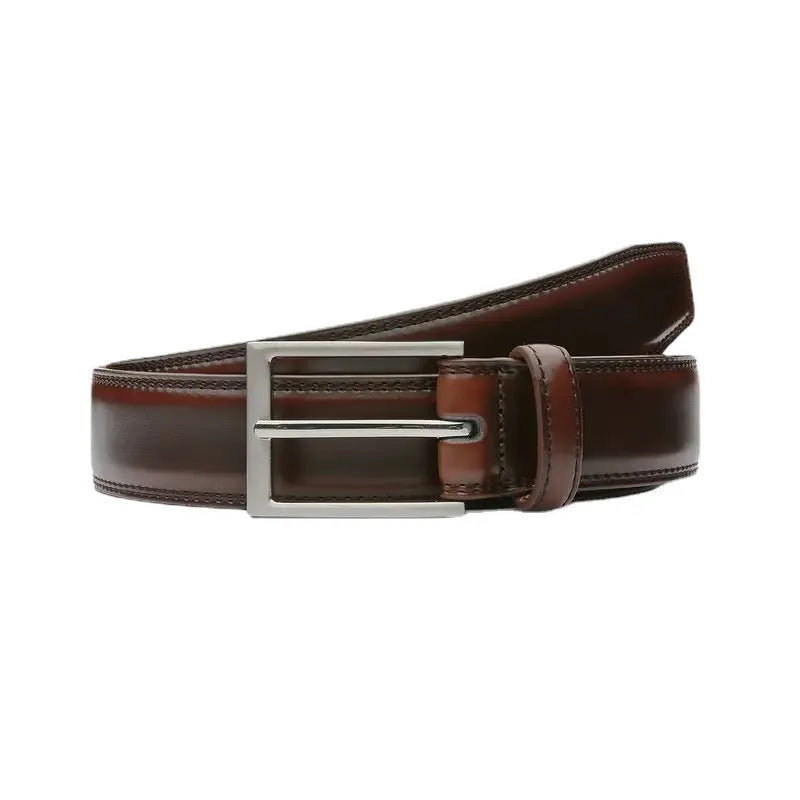 Men's genuine leather casual belt with alloy buckle in 95 grain pattern