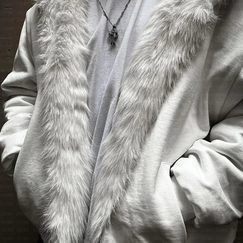 Baggy coat in white or black with loose cardigan style and long sleeves