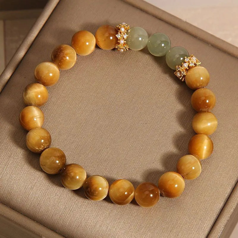 Natural Tiger's Eye Hetian Jade Bracelet U-Shaped Diamond Treatment Golden Gourd Colour Unisex
