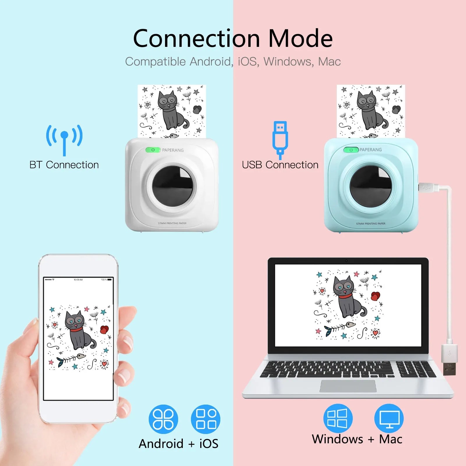White pocket portable Bluetooth thermal label printer for home office use