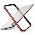 All edge covered metal border phone case in red and silver for iPhone 11 12 13 14 15 Pro Max