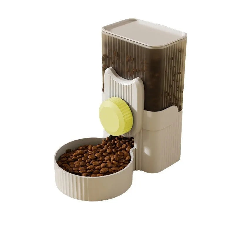 Hanging cat water fountain and automatic dog feeder combo set in blue, with two 1000ml plastic bowls for drinking and feeding
