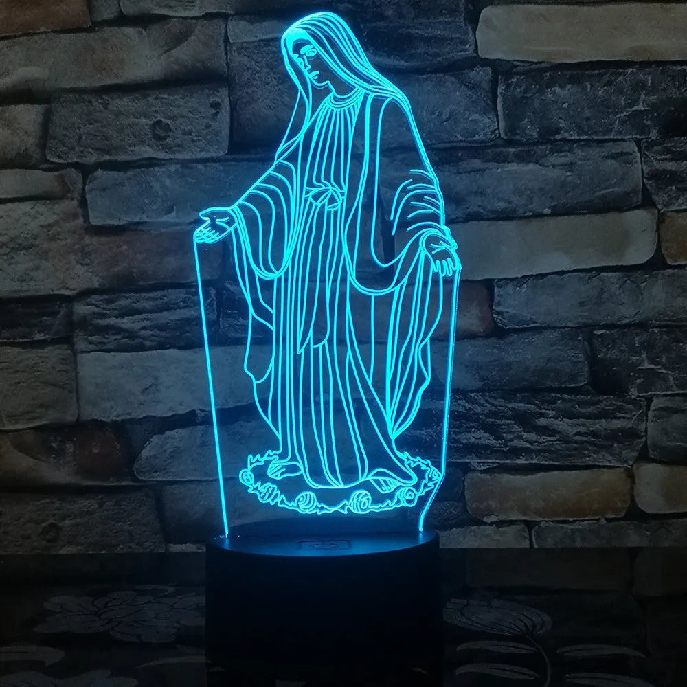 3D LED night light with stereoscopic ring pattern and colour changing options on ABS base