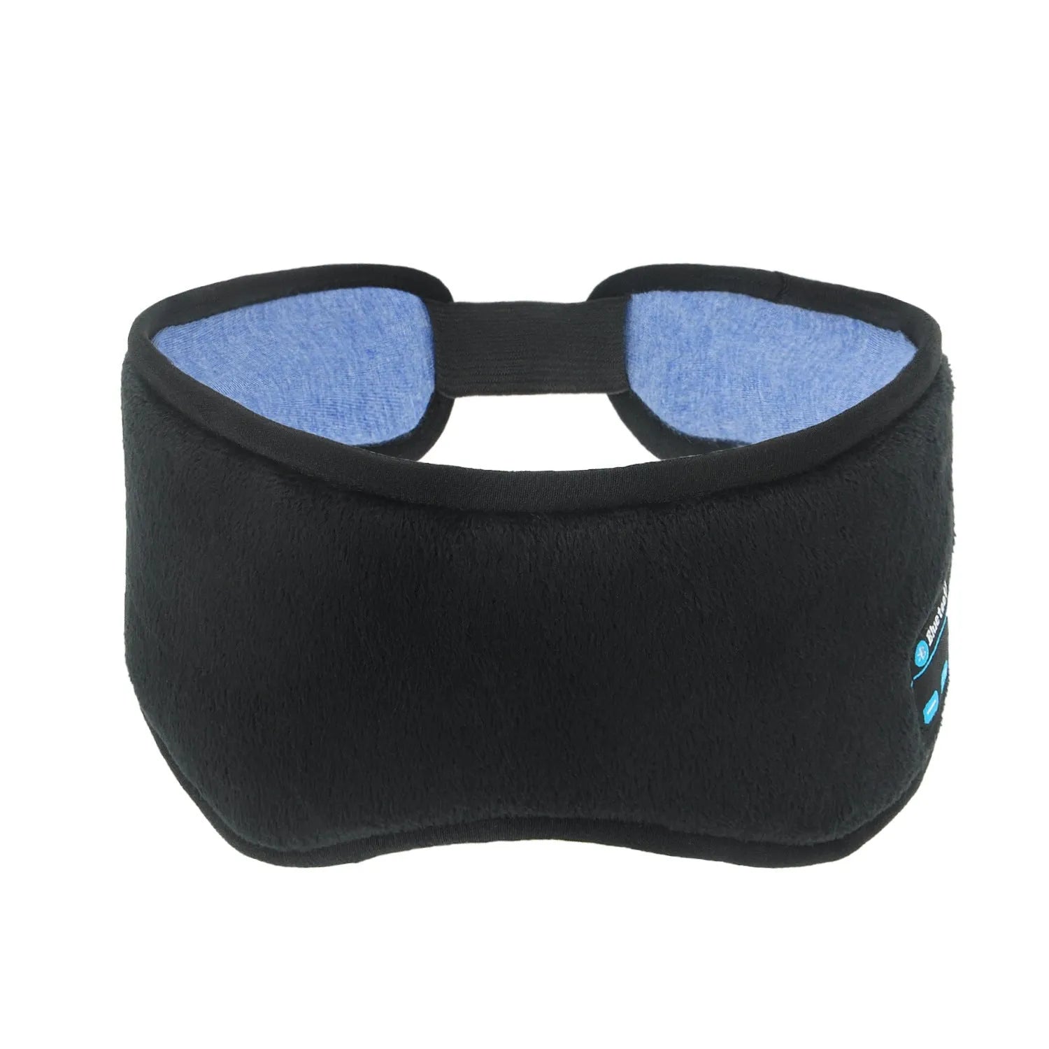 Black Bluetooth sleep mask with integrated earphones showing soft construction and streamlined design